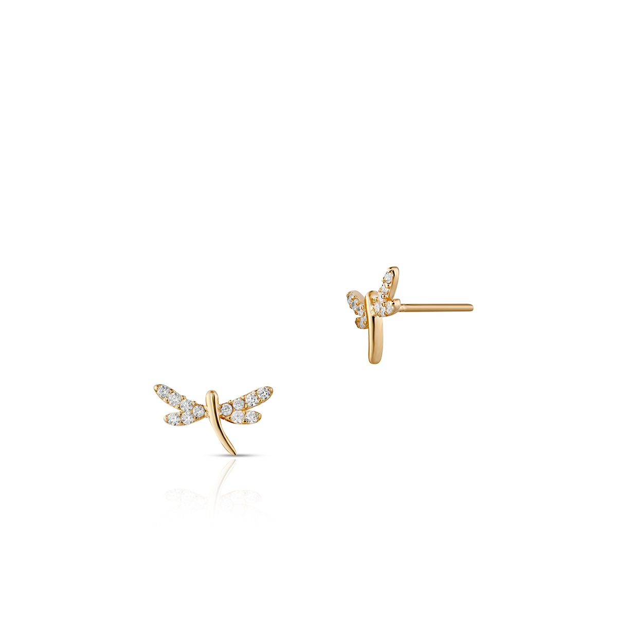 Kolczyki złote z motywem ważki