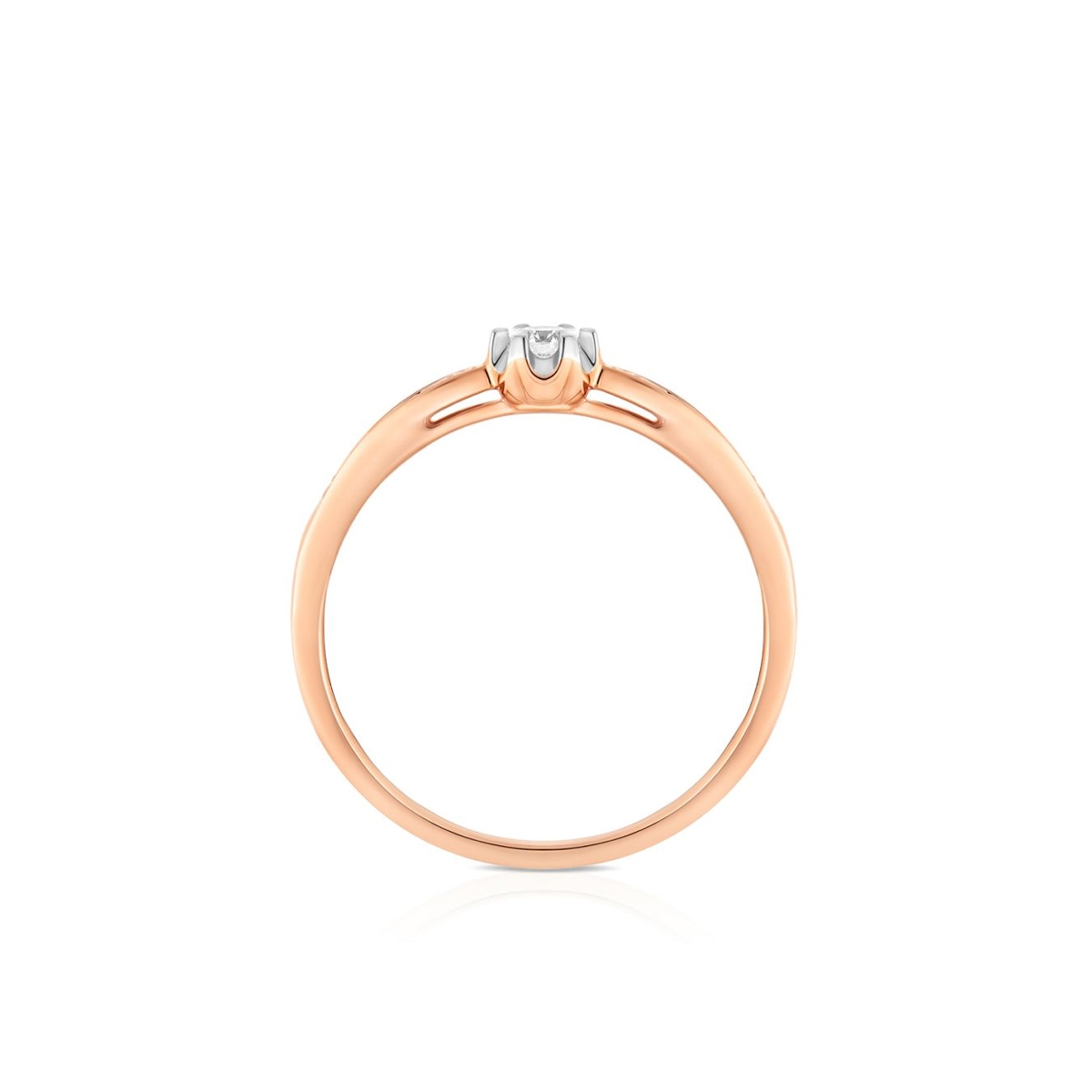 Pierścionek różowe złoto z brylantami