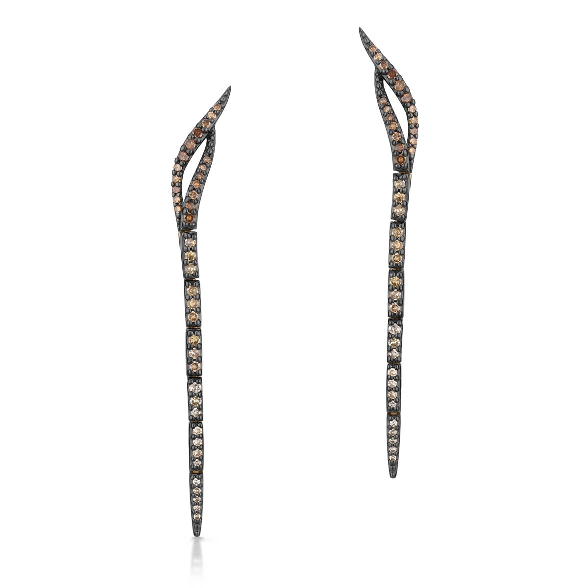 Kolczyki złote z brązowymi diamentami Karmelowa