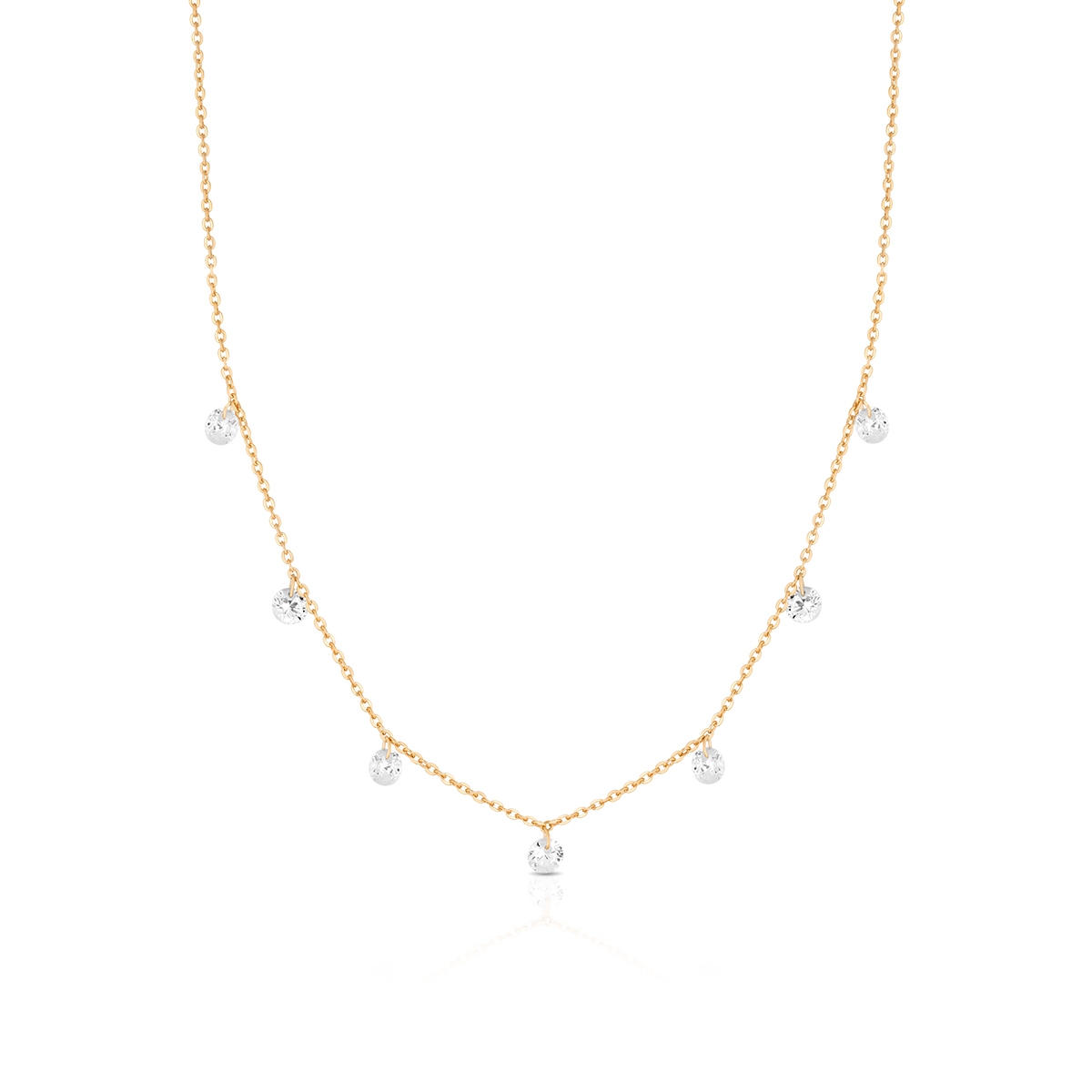 Naszyjnik srebrny pozłacany z cyrkoniami