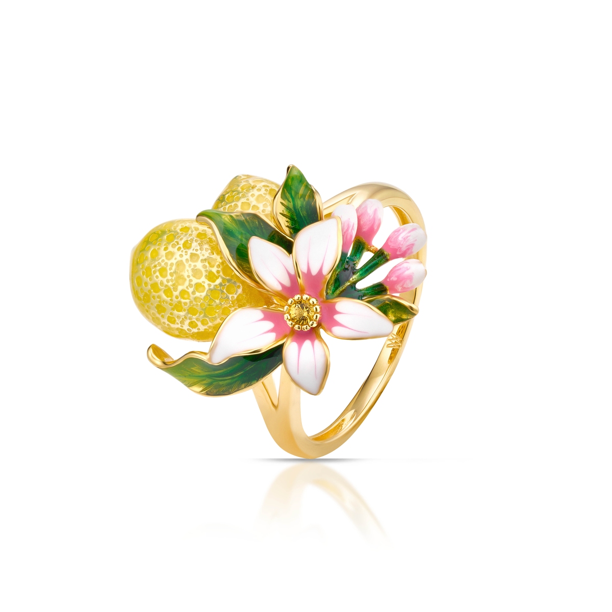 Pierścionek srebrny Kwiaty Nocy Cytrusy