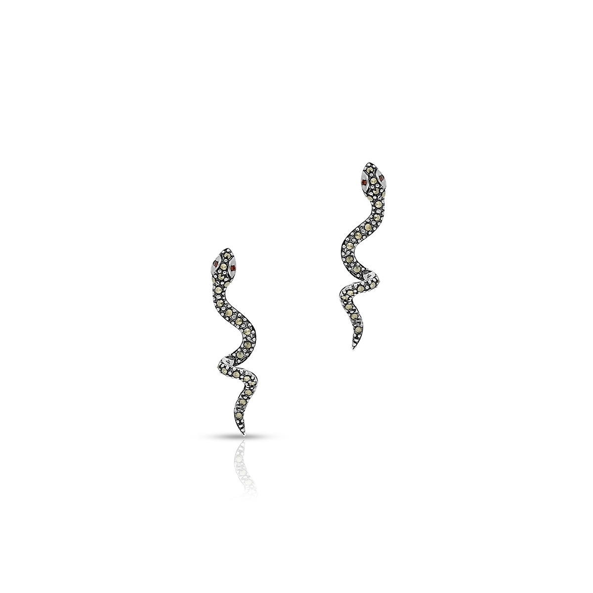 Kolczyki srebrne z markasytami i granatem