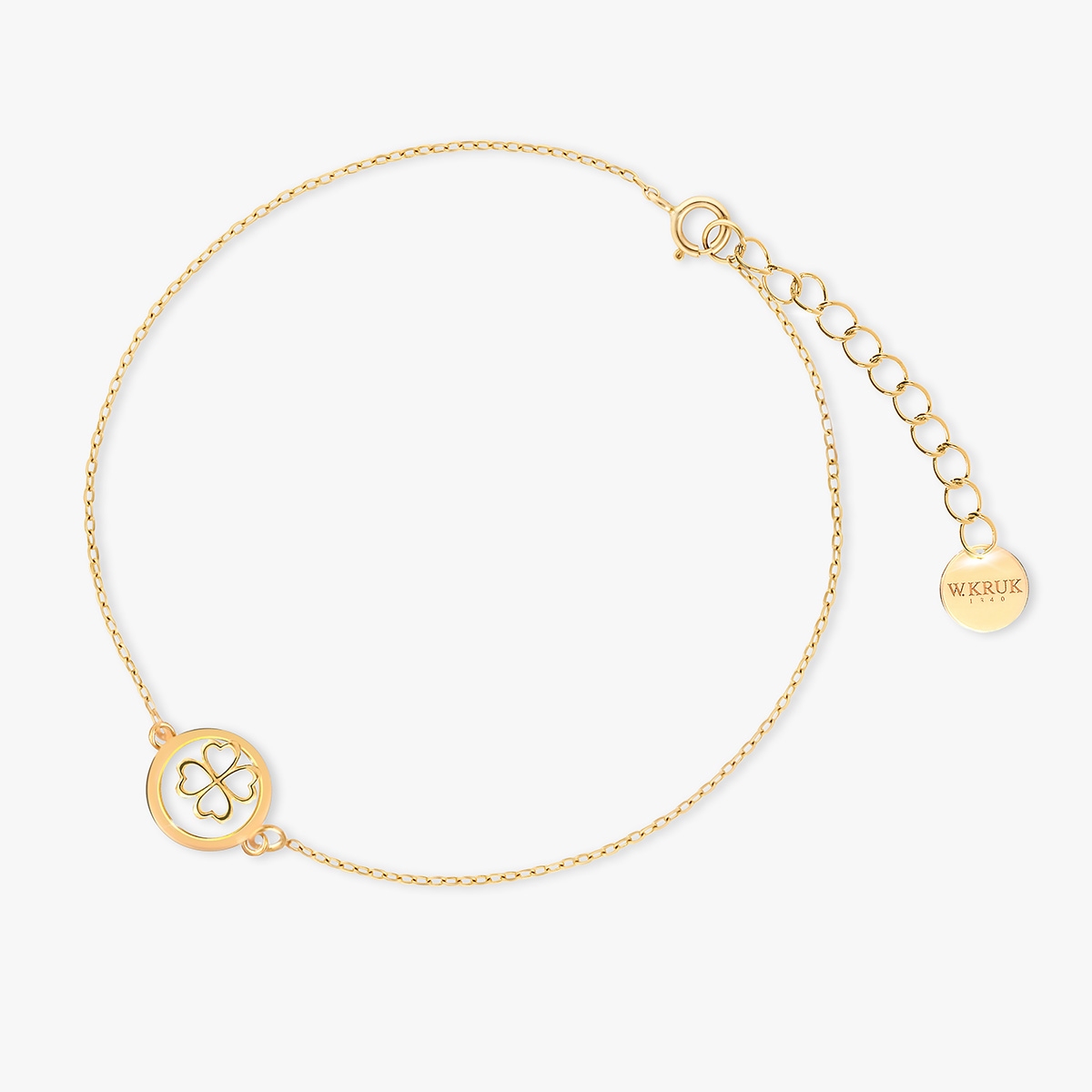 Bransoleta srebrna pozłacana z koniczyną