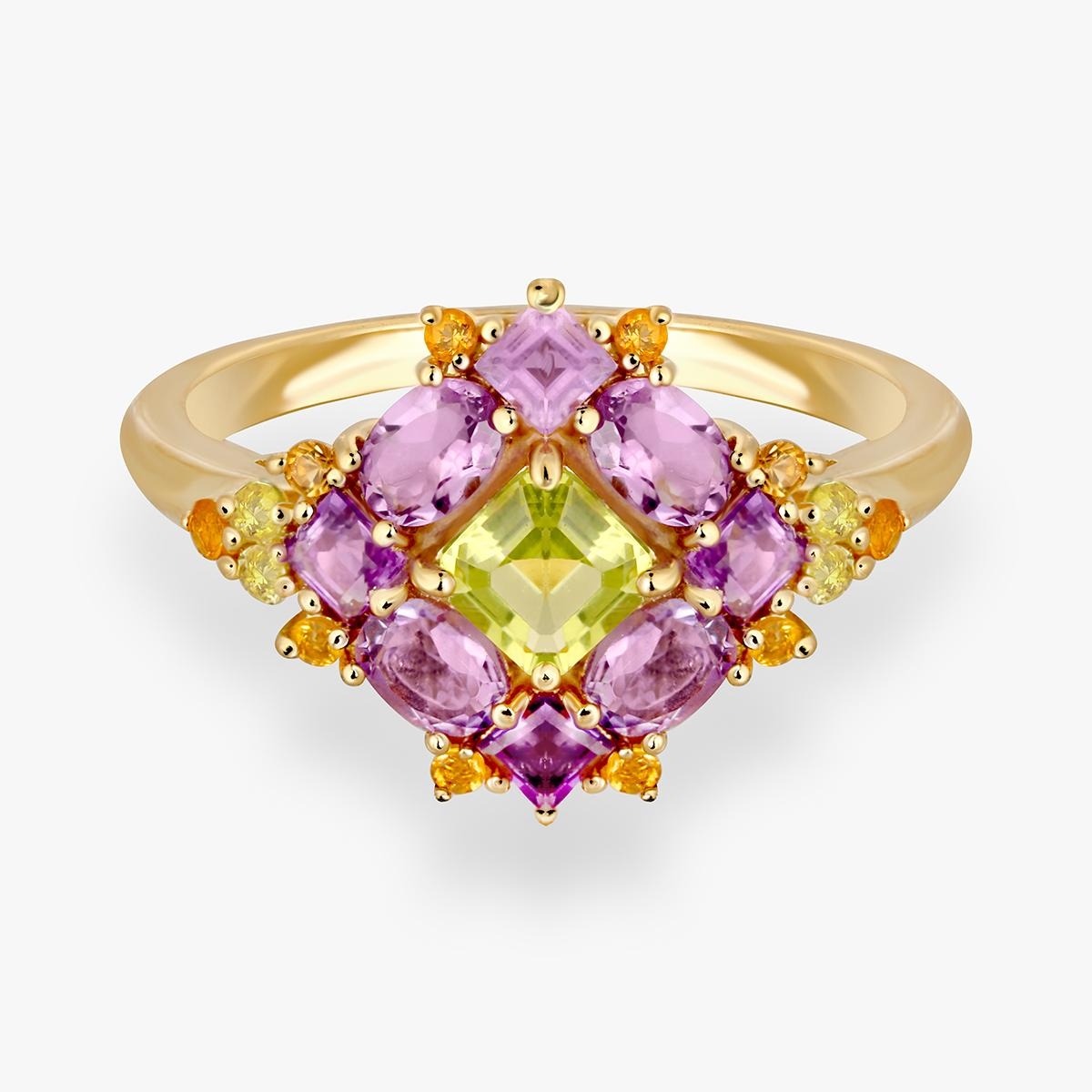 Pierścionek srebrny z ametystami Szekspirowska