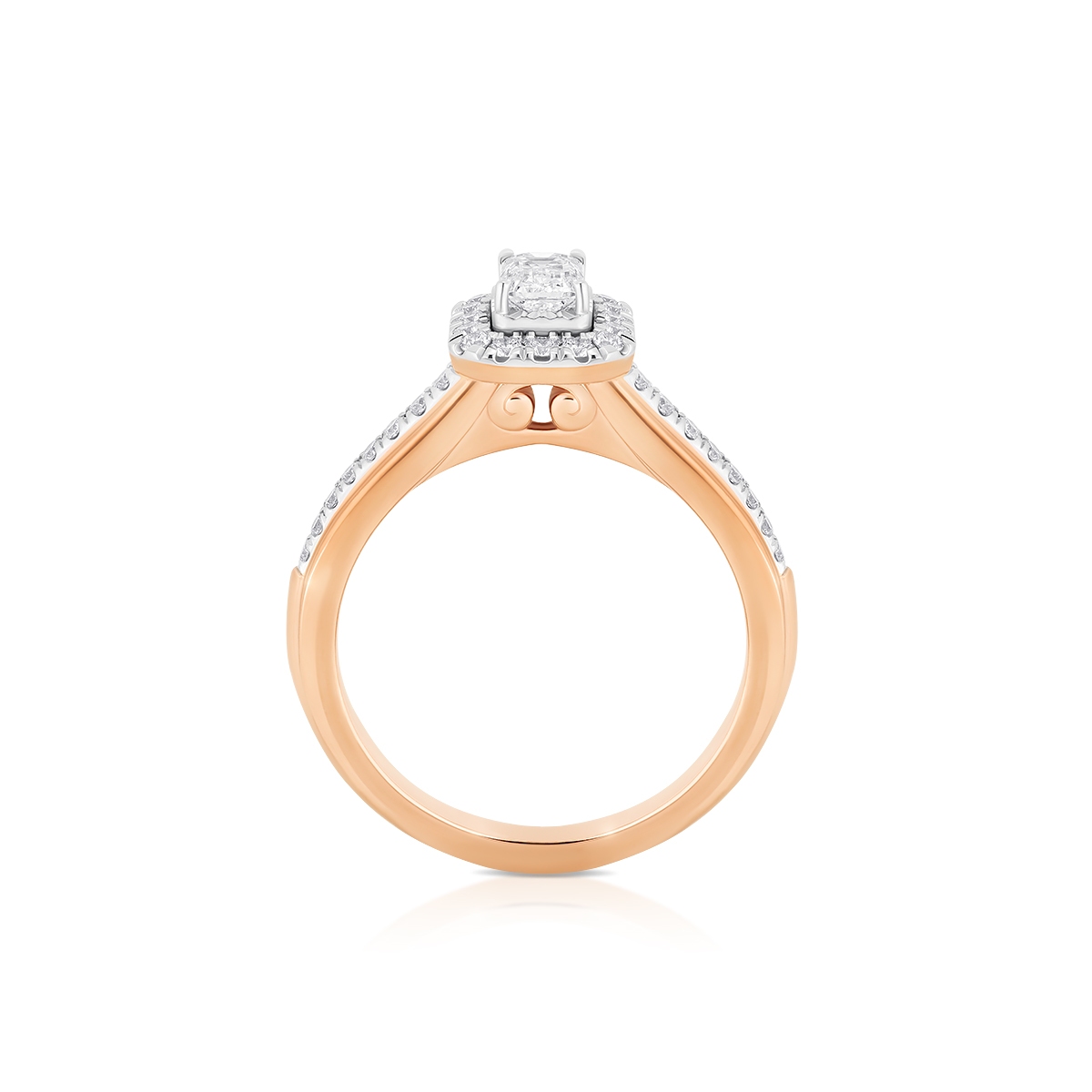 Pierścionek złoty bicolor z brylantem i diamentami