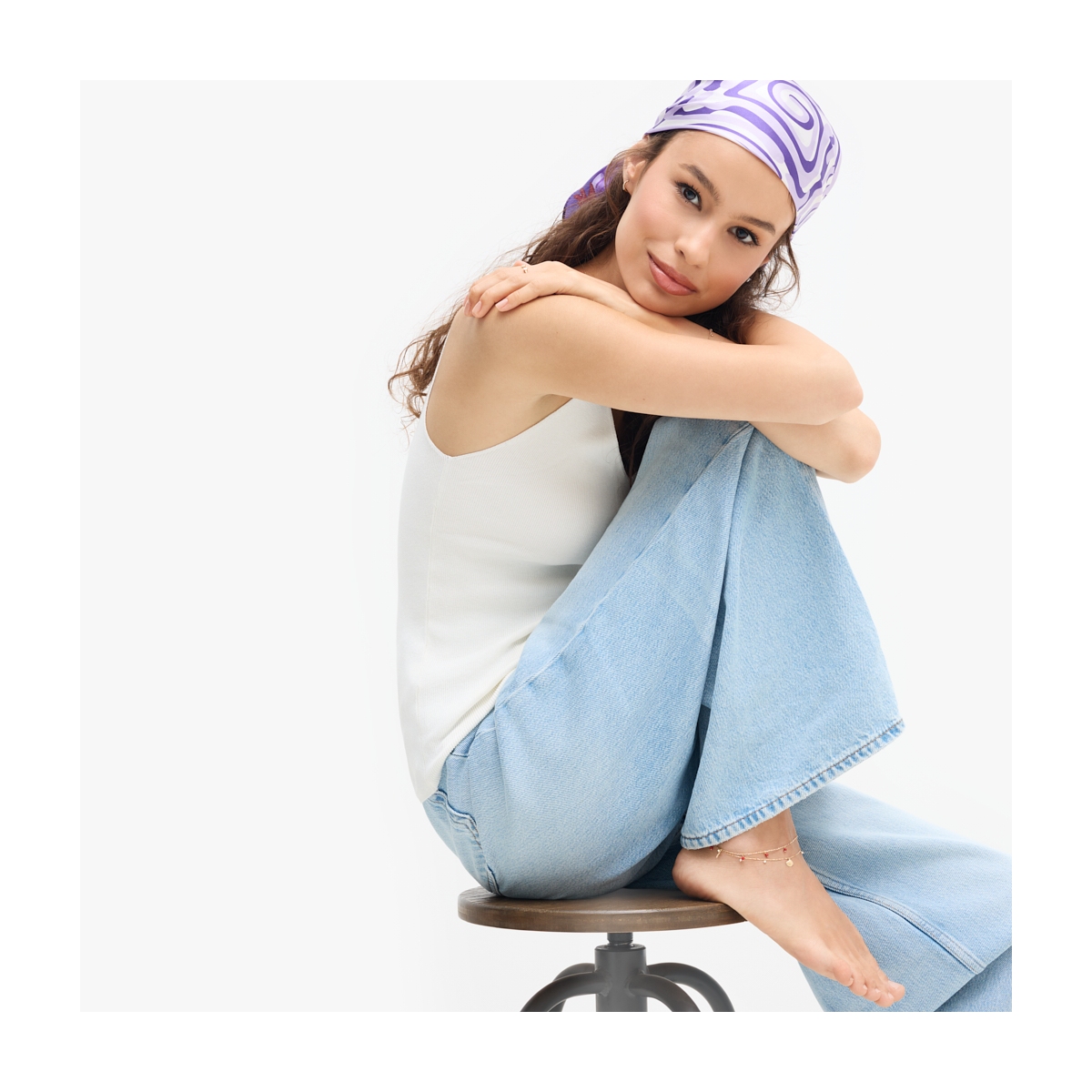 Bransoleta złota na nogę Santorini