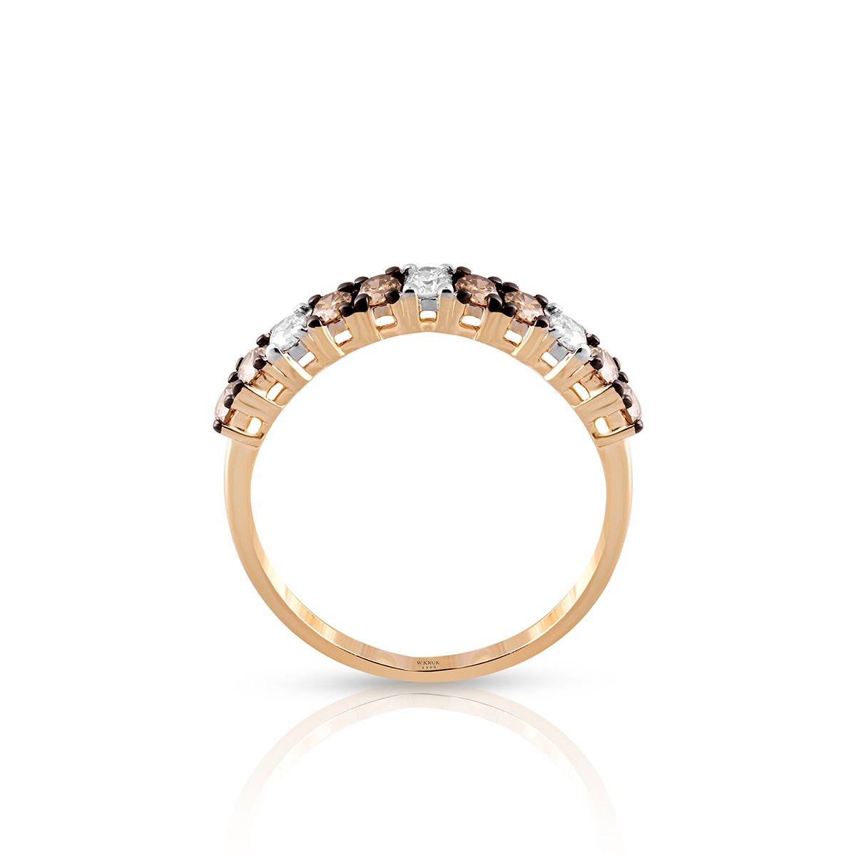 Pierścionek złoty z brązowymi brylantami