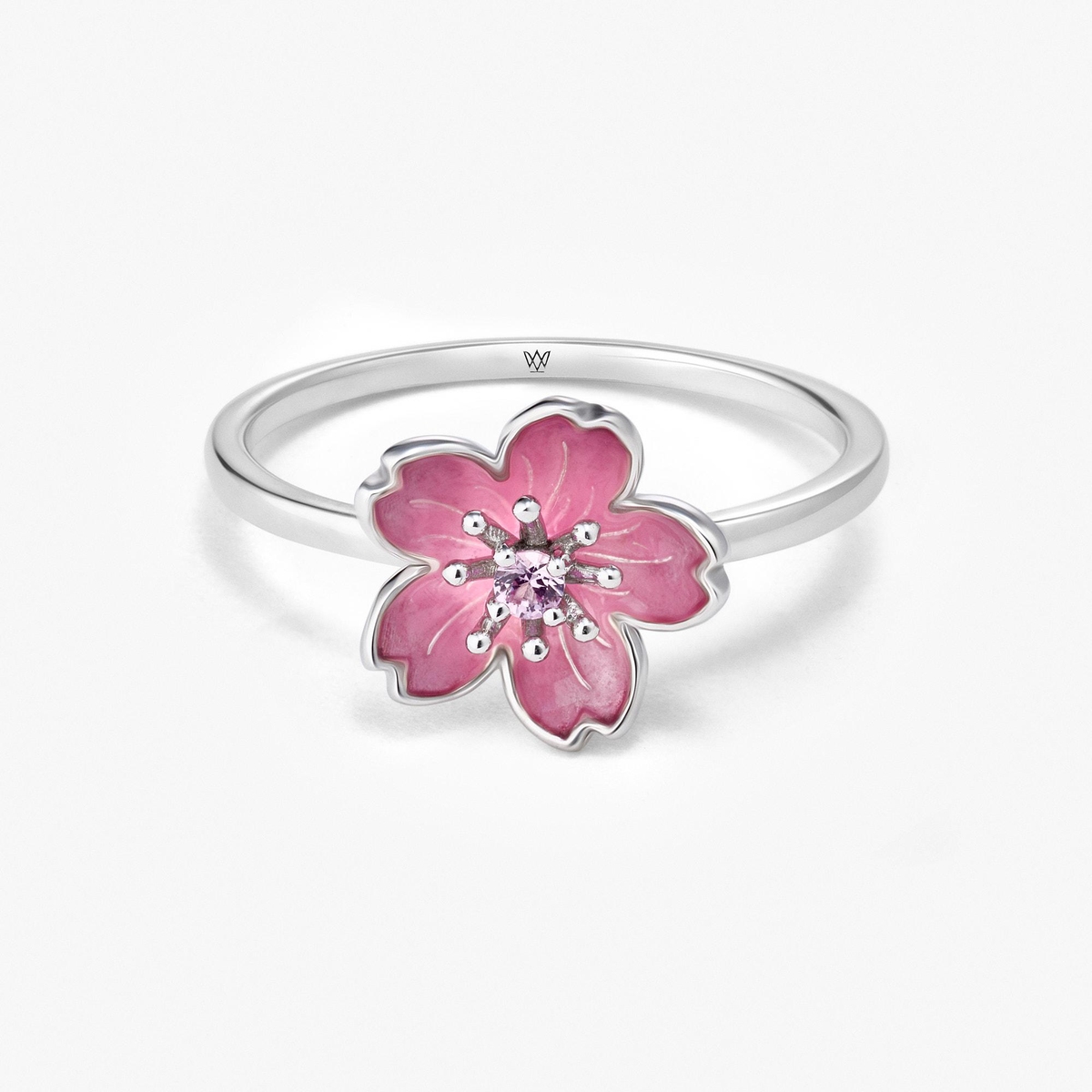 Pierścionek srebrny Kwiaty Nocy Wiśnia