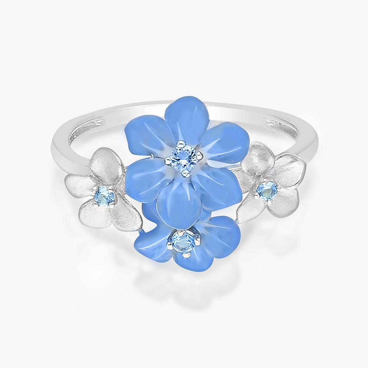 Pierścionek srebrny Kwiaty Nocy Niezapominajki