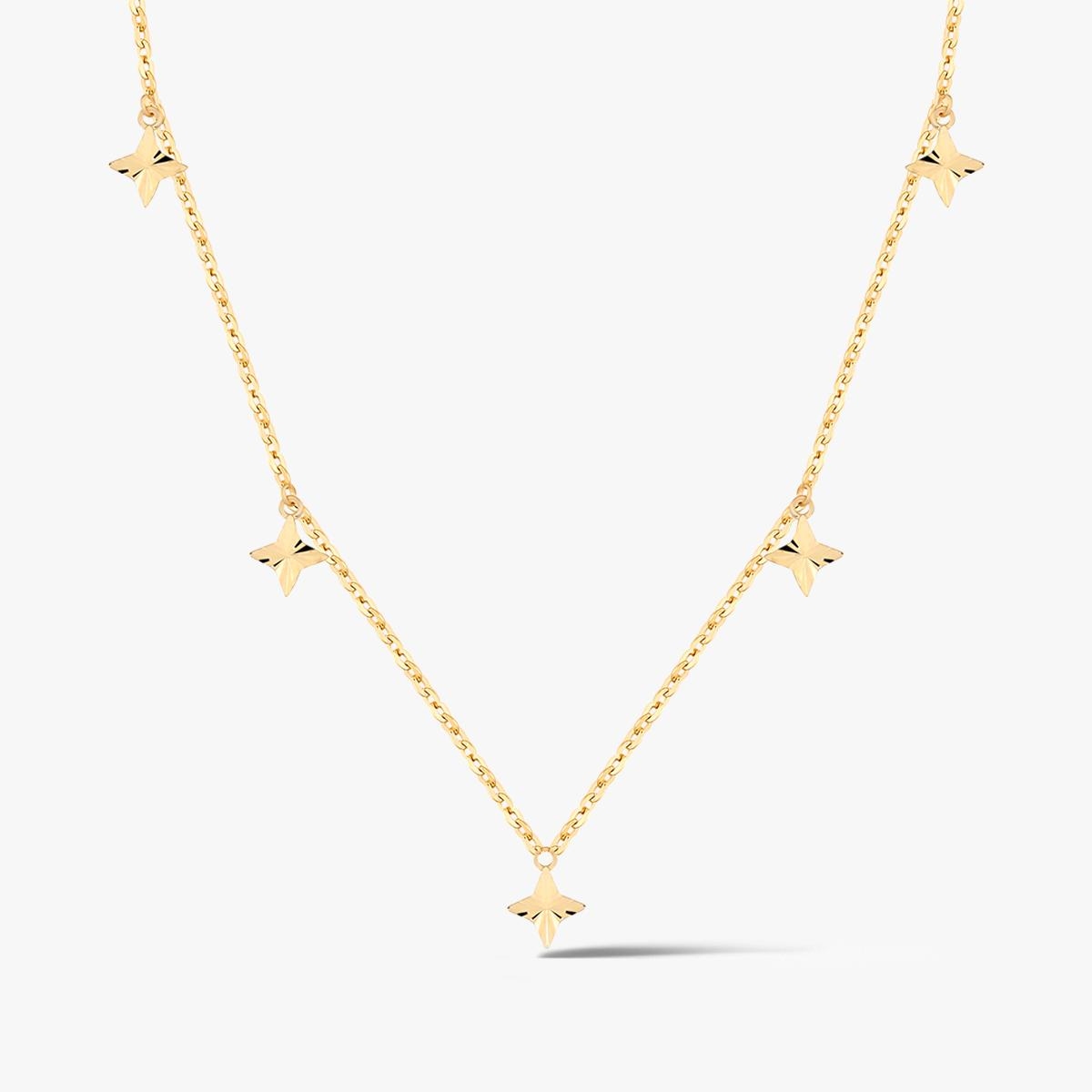 Naszyjnik złoty z wiszącymi gwiazdkami