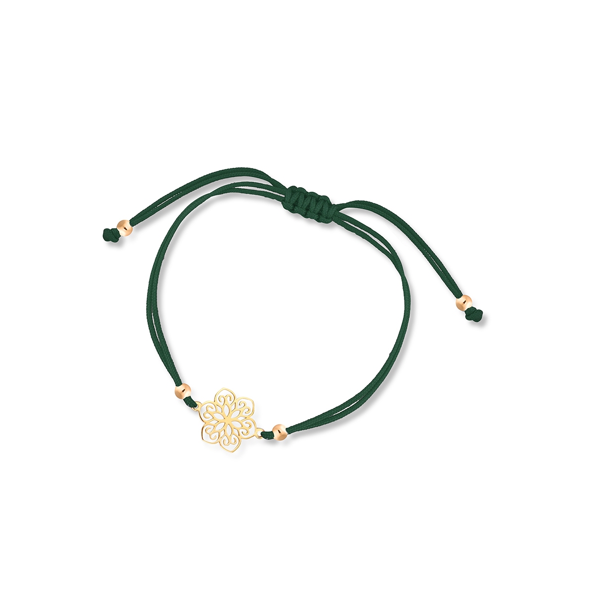 Bransoleta srebrna z zielonym sznurkiem