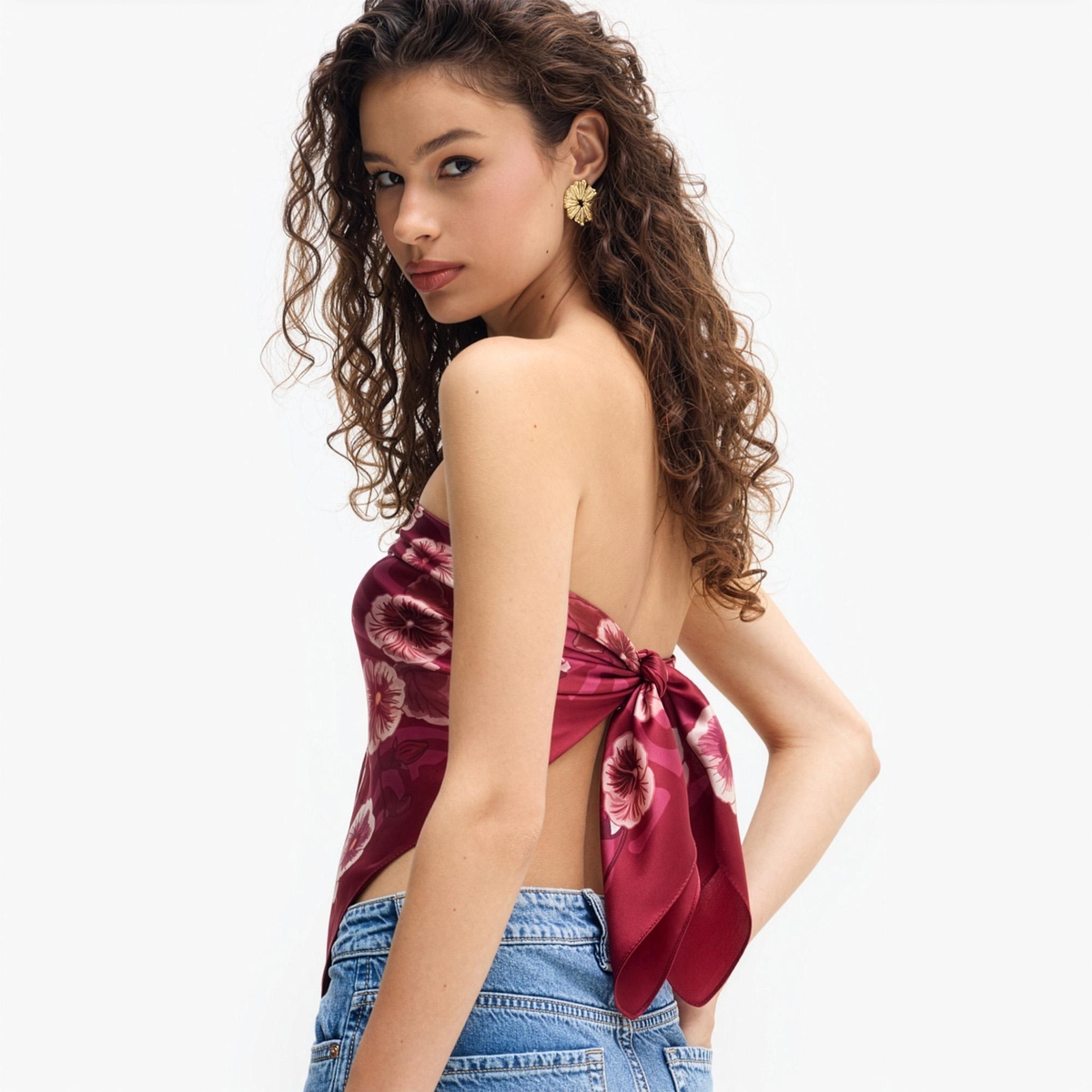 Chusta jedwabna Kwiaty Nocy Bratki