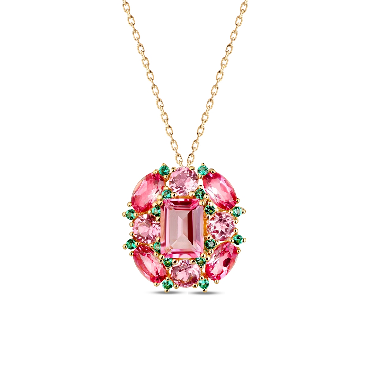 Wisiorek srebrny z różowymi topazami Szekspirowska