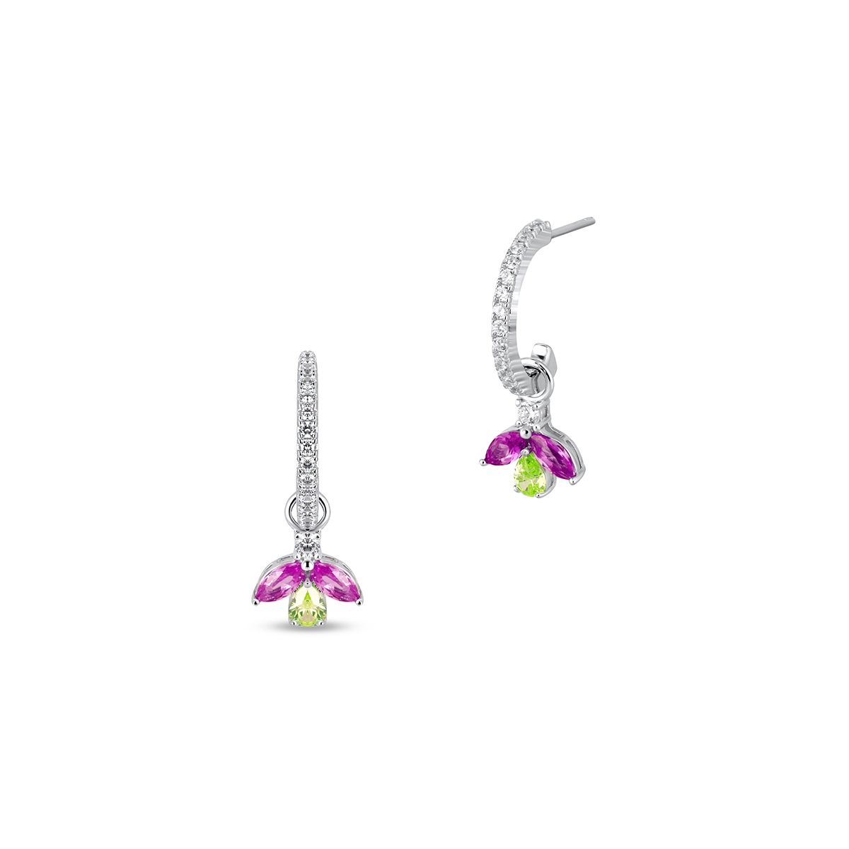 Kolczyki srebrne z kolorowymi kamieniami Mozaika