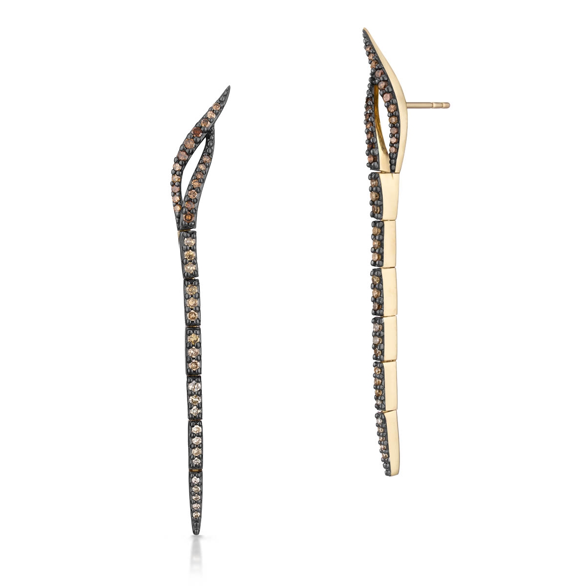 Kolczyki złote z brązowymi diamentami Karmelowa