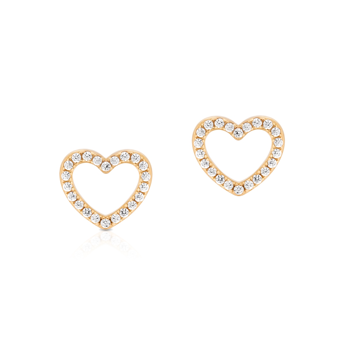 Kolczyki srebrne pozłacane serca z cyrkoniami