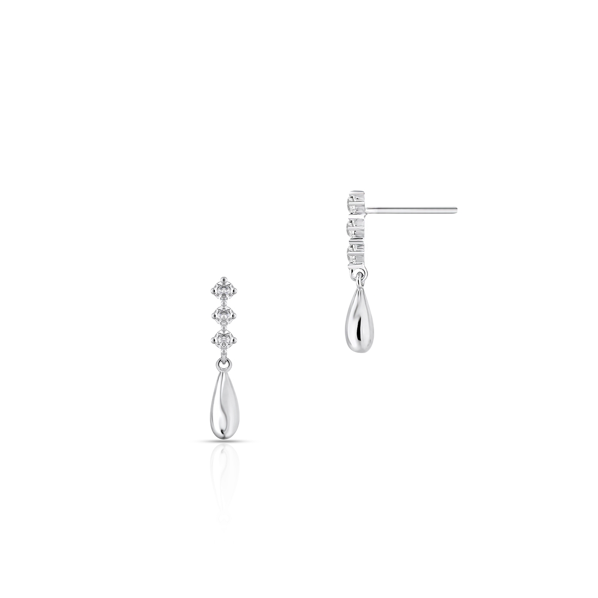 Kolczyki srebrne kropla z cyrkoniami