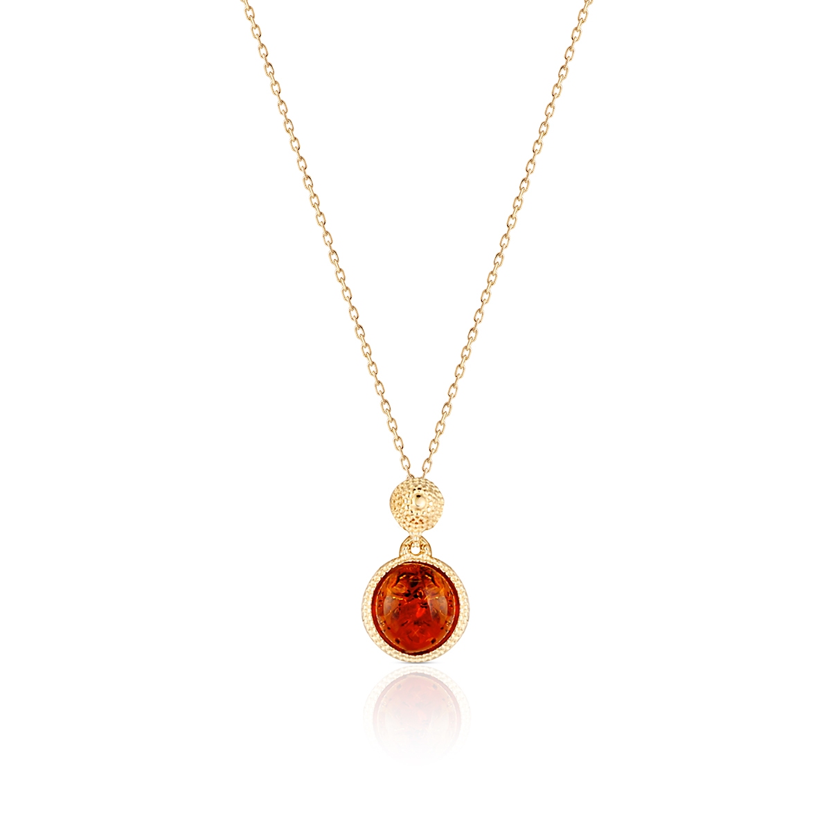 Wisiorek złoty z bursztynem