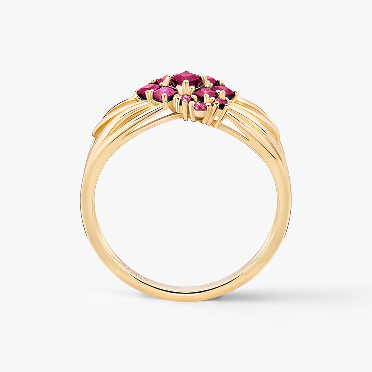 Pierścionek złoty z rubinami TRIO