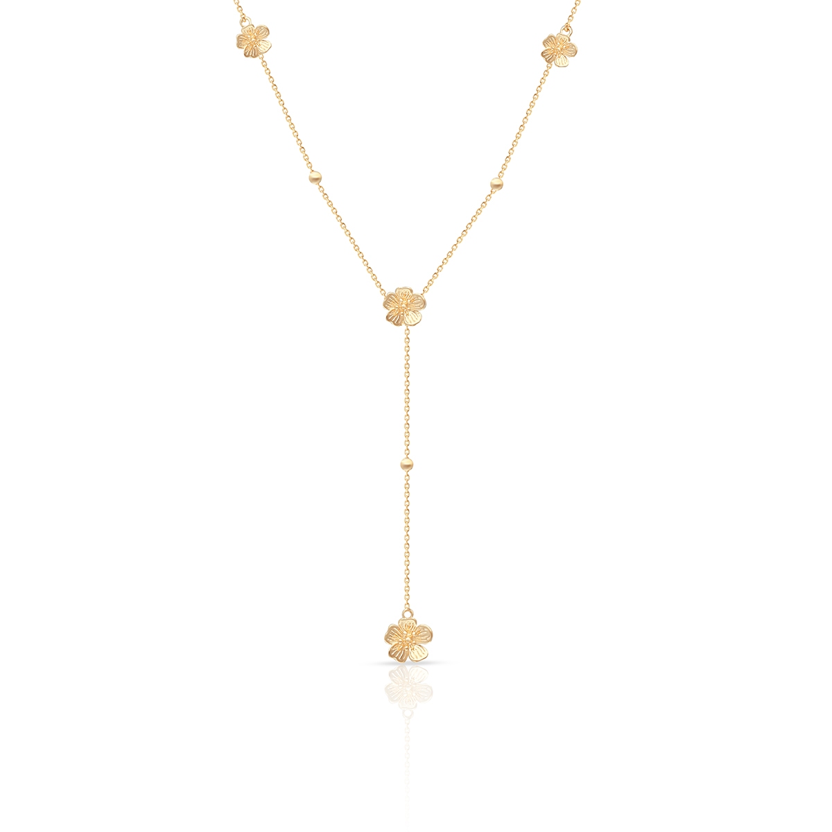 Naszyjnik złoty krawatka z motywem kwiatowym