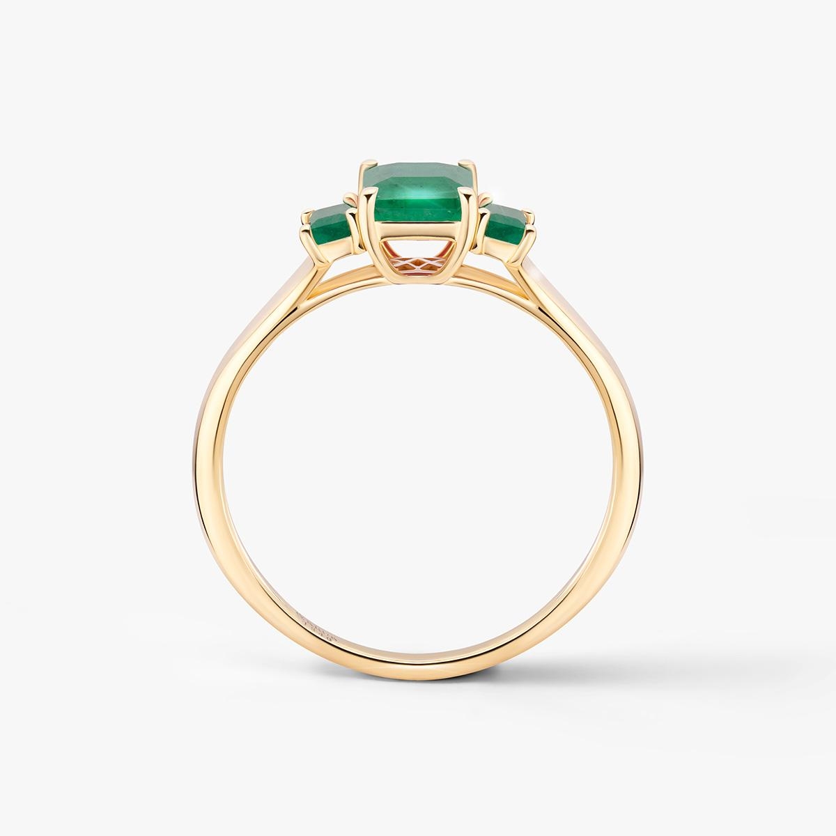 Pierścionek złoty ze szmaragdami TRIO