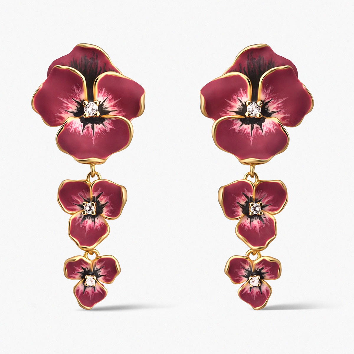 Kolczyki srebrne Kwiaty Nocy Bratki