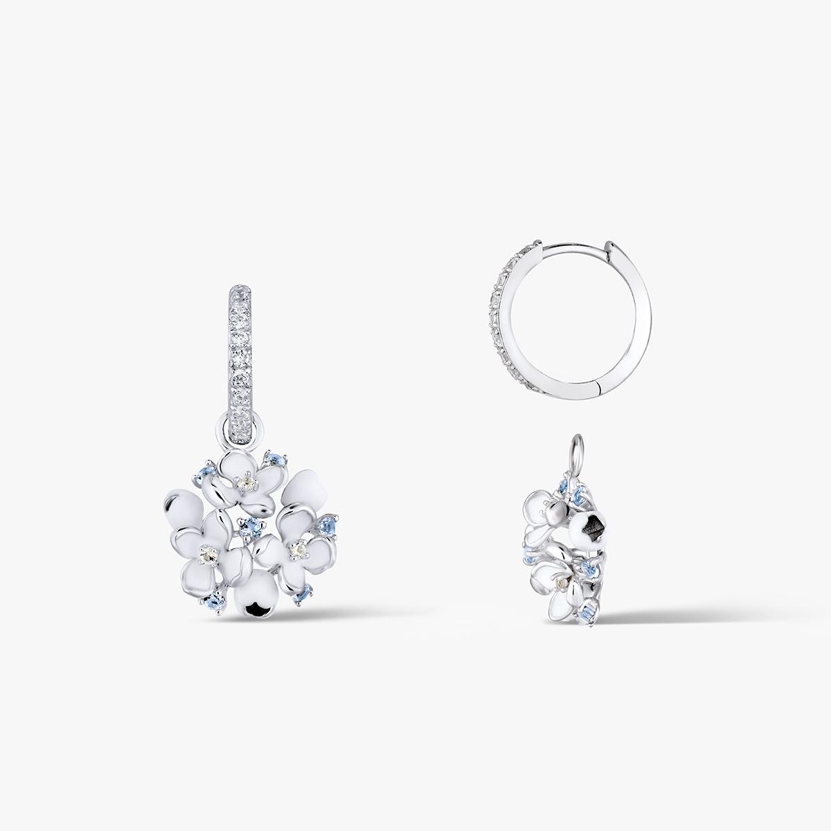 Kolczyki srebrne Kwiaty Nocy Biały Bez