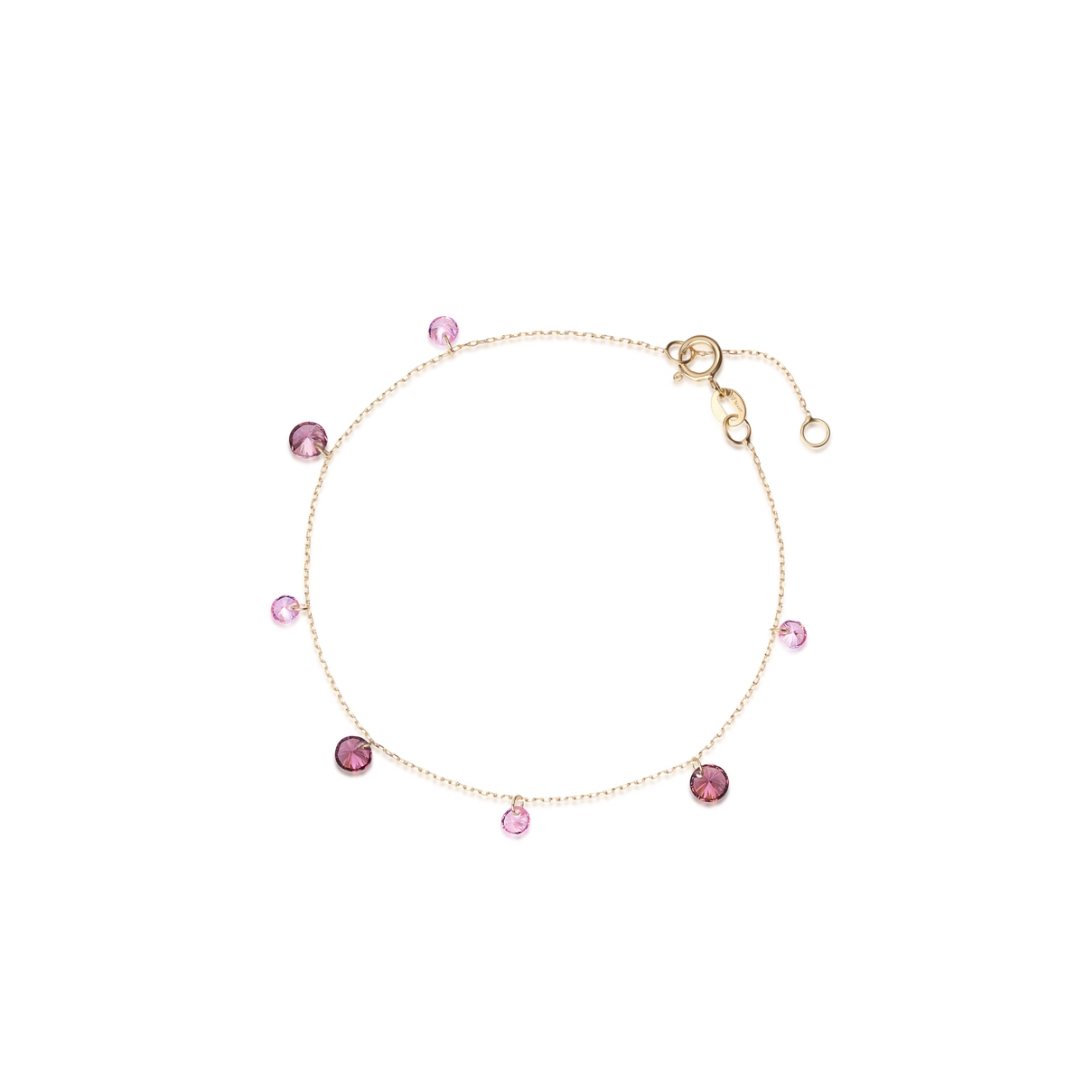 Bransoleta złota z różowymi cyrkoniami