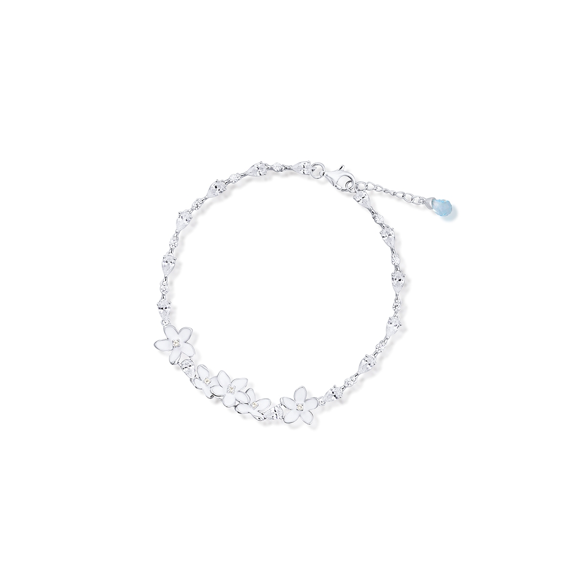 Bransoleta srebrna Kwiaty Nocy Biały Bez