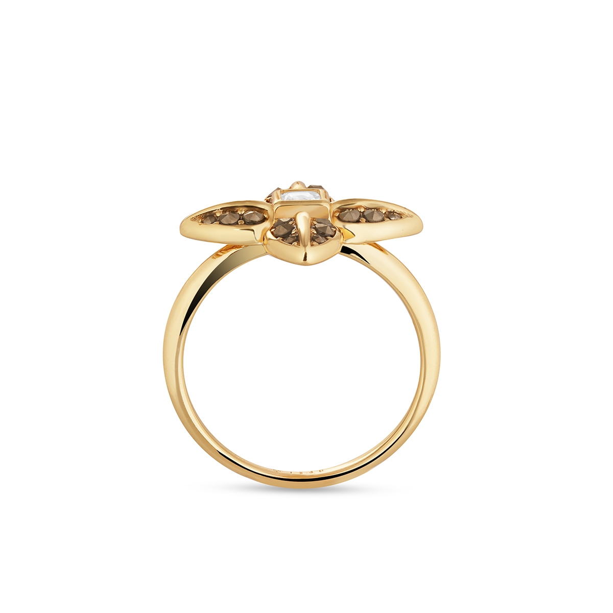 Pierścionek srebrny pozłacany z markasytami