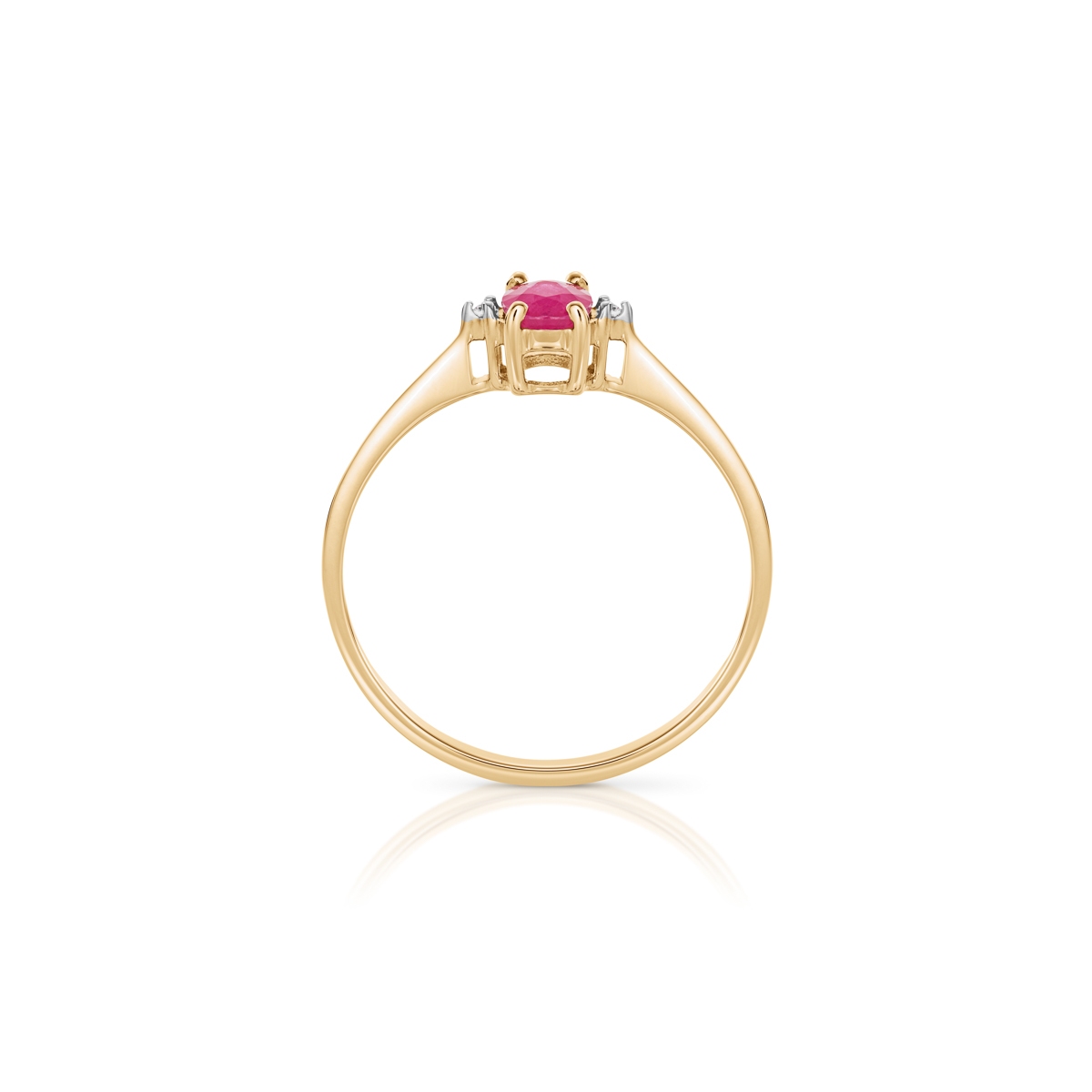 Pierścionek złoty z diamentami i rubinami