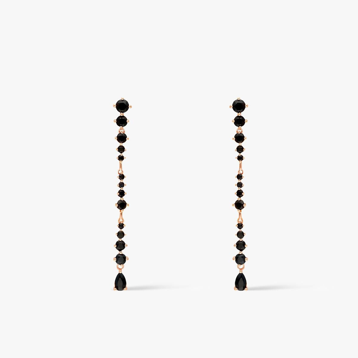 Kolczyki różowe złoto z czarnymi szafirami