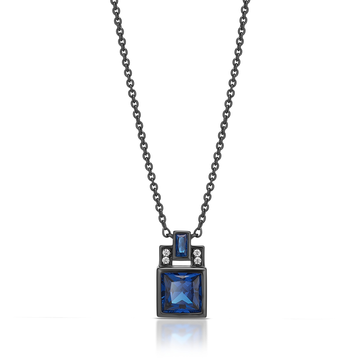 Naszyjnik srebrny z białymi i niebieskimi cyrkoniami METEORY