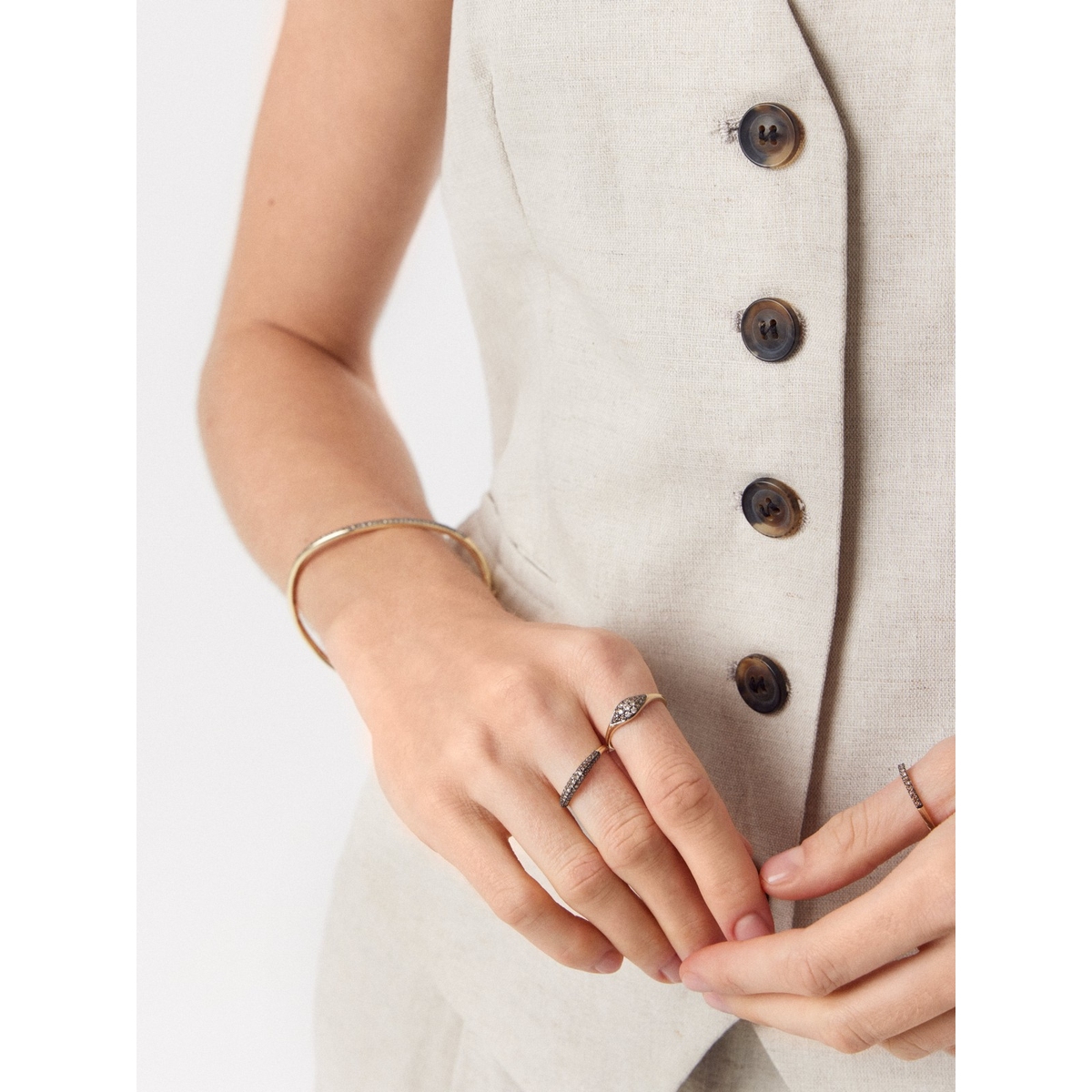 Nausznice złote z brązowymi diamentami Karmelowa