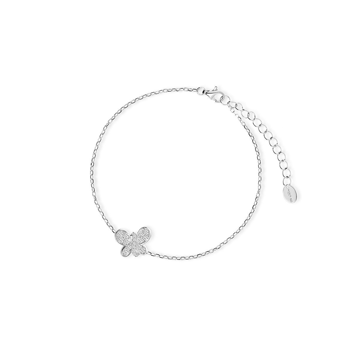 Bransoletka srebrna motyl z cyrkoniami