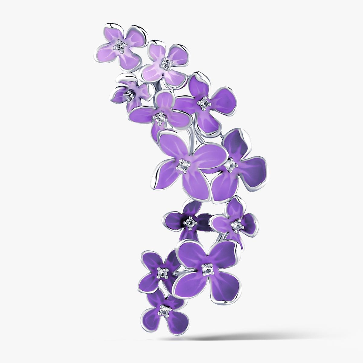 Nausznica srebrna Kwiaty Nocy Fioletowy Bez