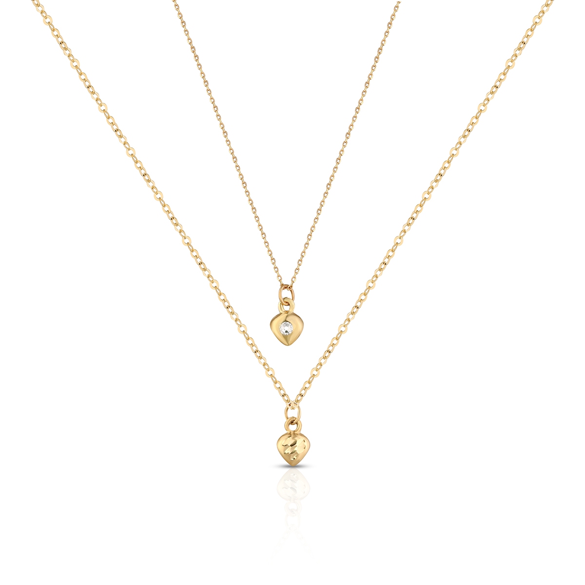 Naszyjnik złoty z sercem i cyrkonią
