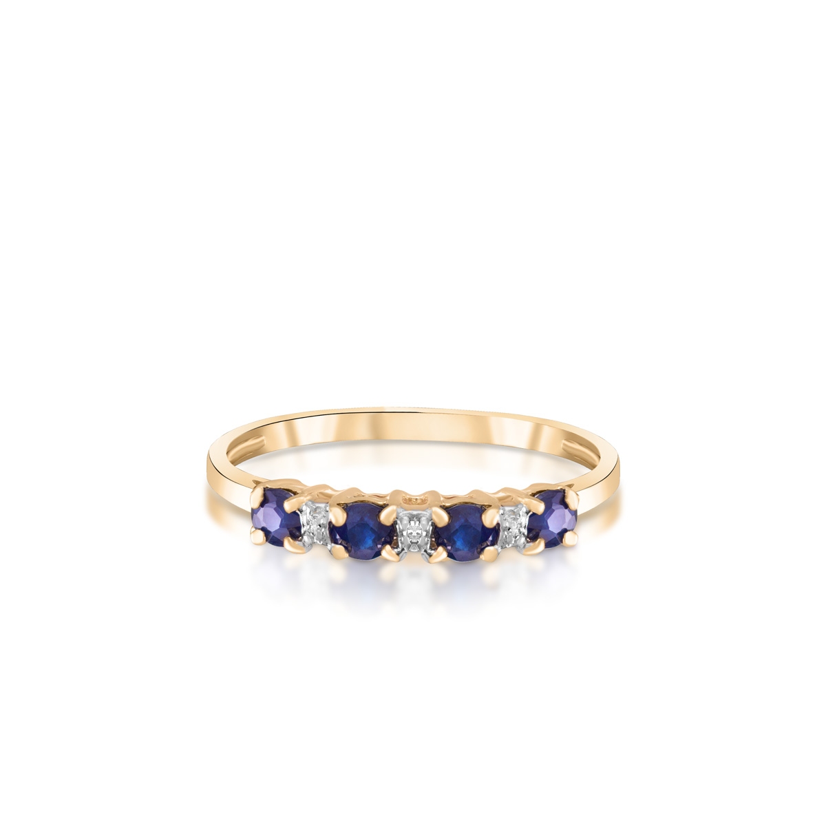 Pierścionek złoty z diamentami i szafirami