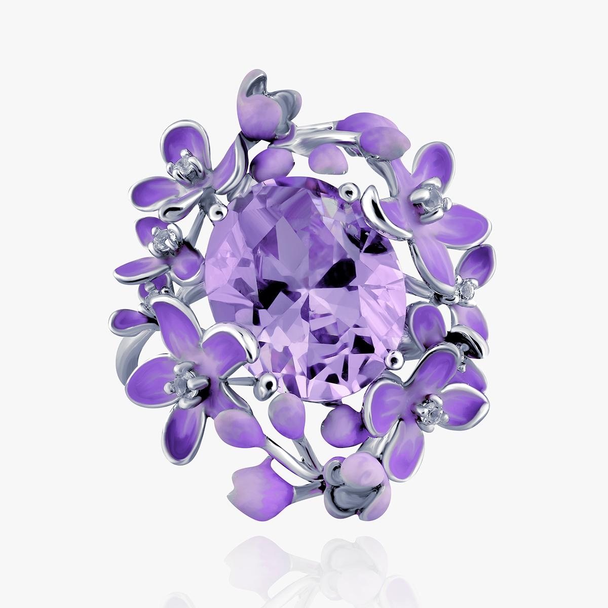 Pierścionek srebrny Kwiaty Nocy Fioletowy Bez