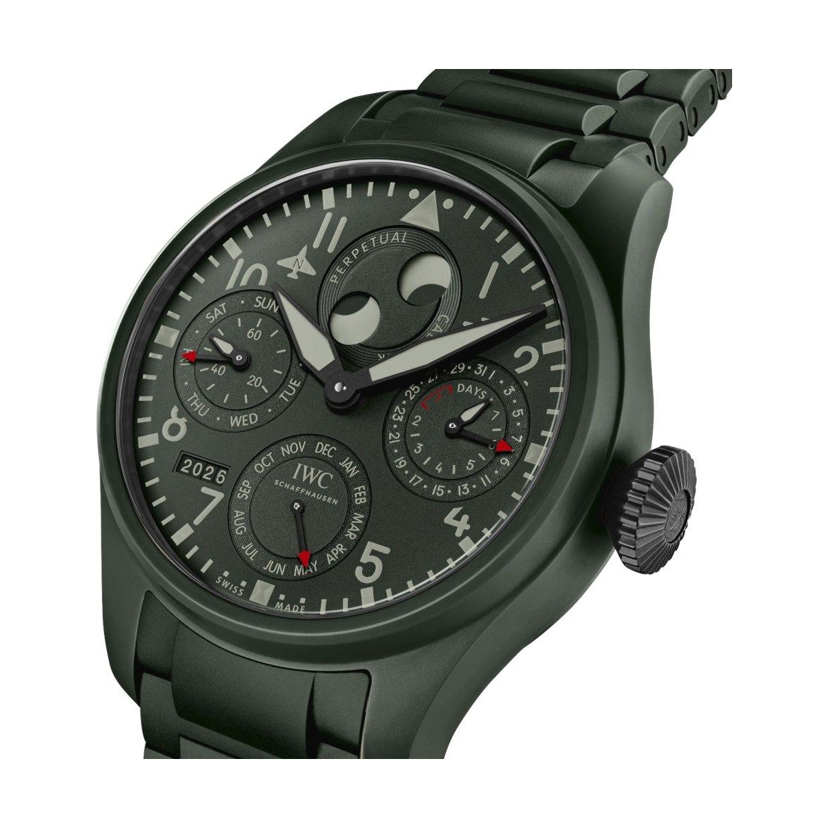 ZEGAREK IWC SCHAFFHAUSEN BIG PILOT'S PERPETUAL CALENDAR TOP GUN WOODLAND