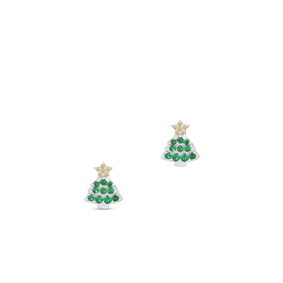 Kolczyki srebrne choinki z gwiazdką