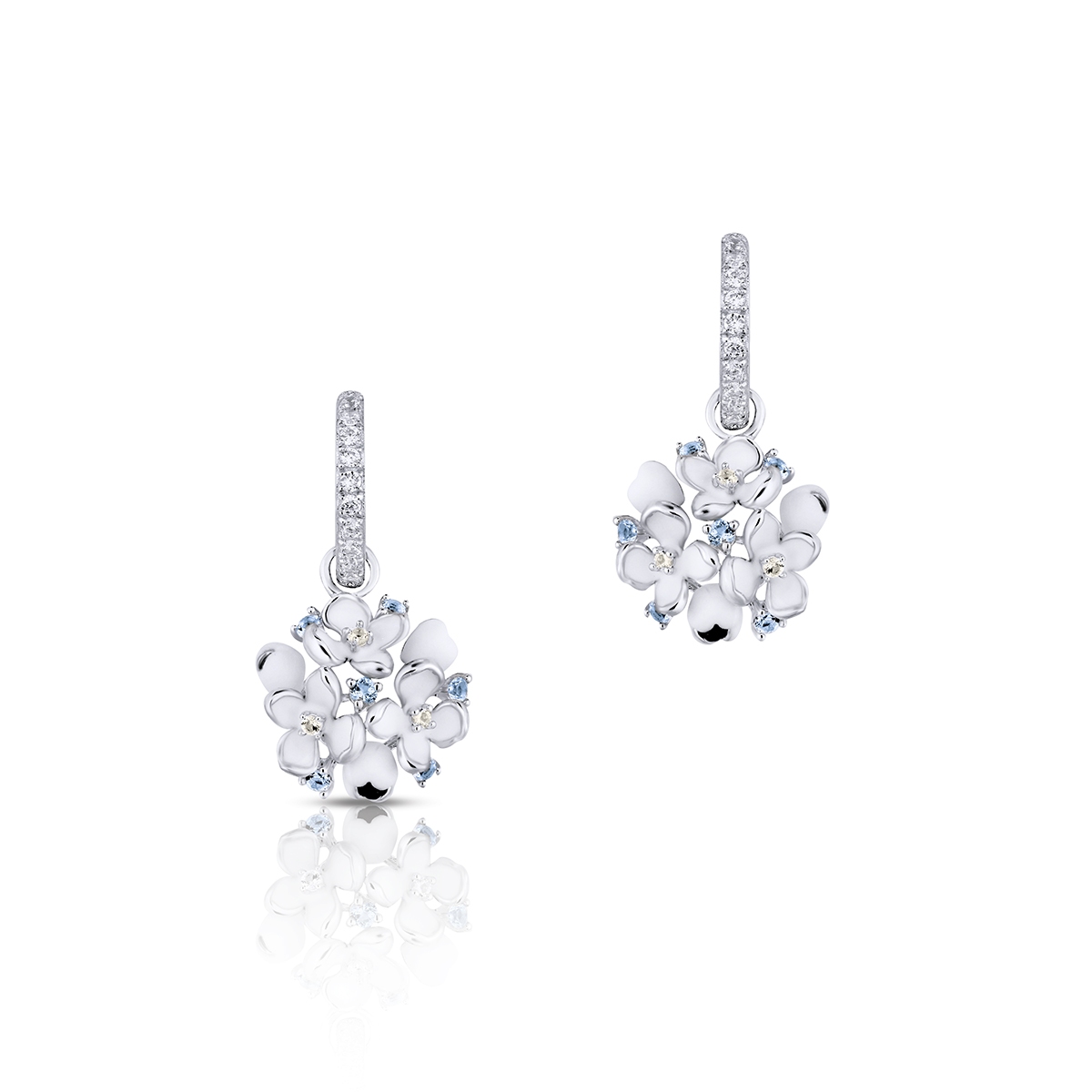 Kolczyki srebrne Kwiaty Nocy Biały Bez