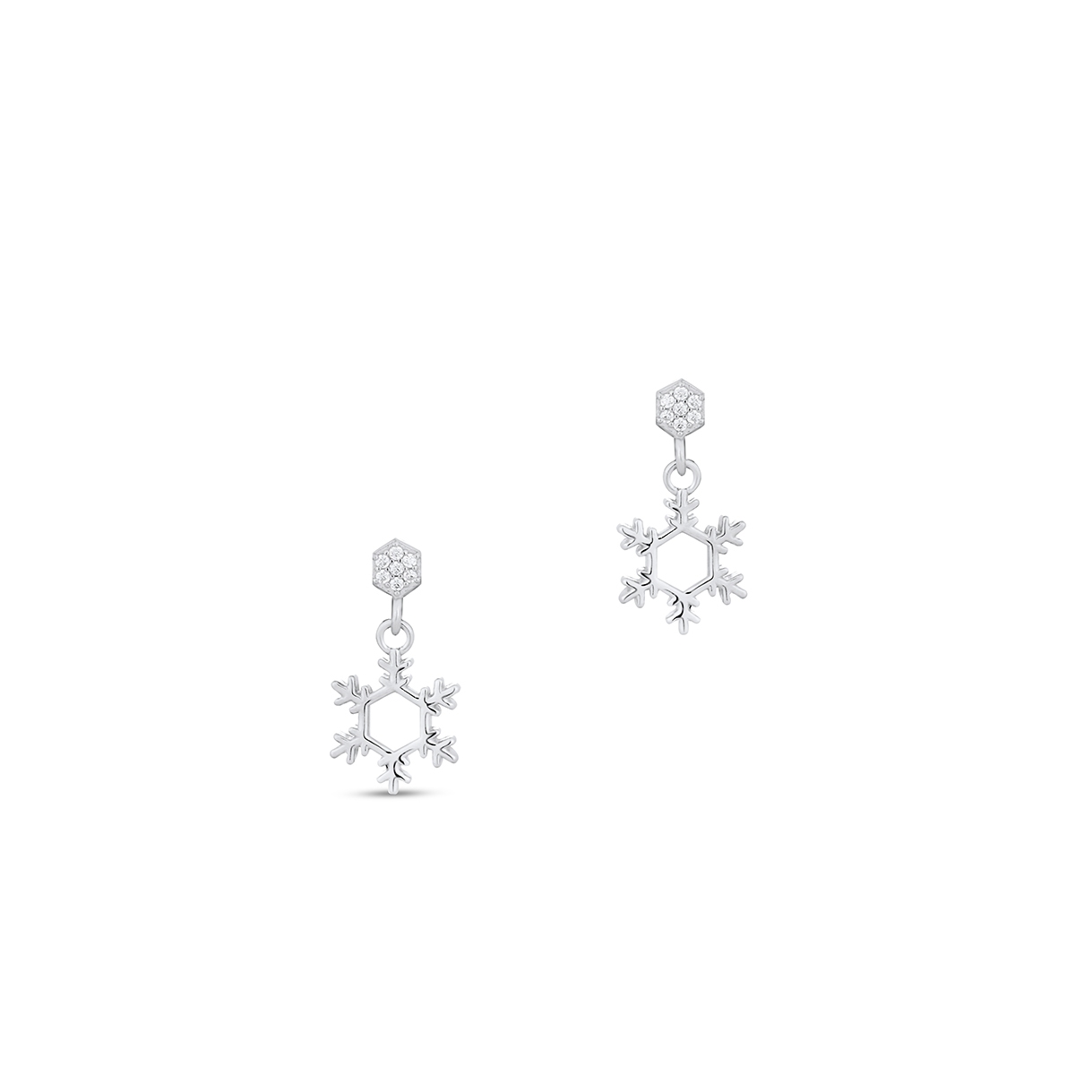 Kolczyki srebrne z motywem śnieżynki