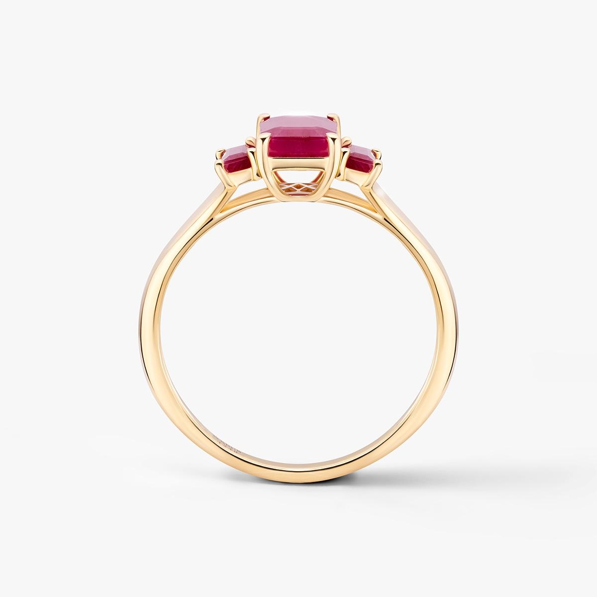 Pierścionek złoty z rubinami TRIO