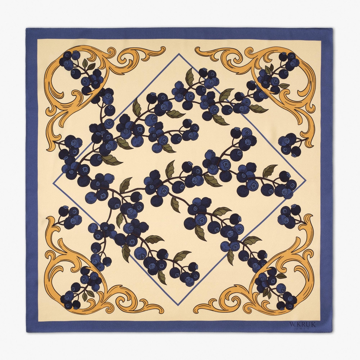 Chusta jedwabna Kwiaty Nocy Borówka