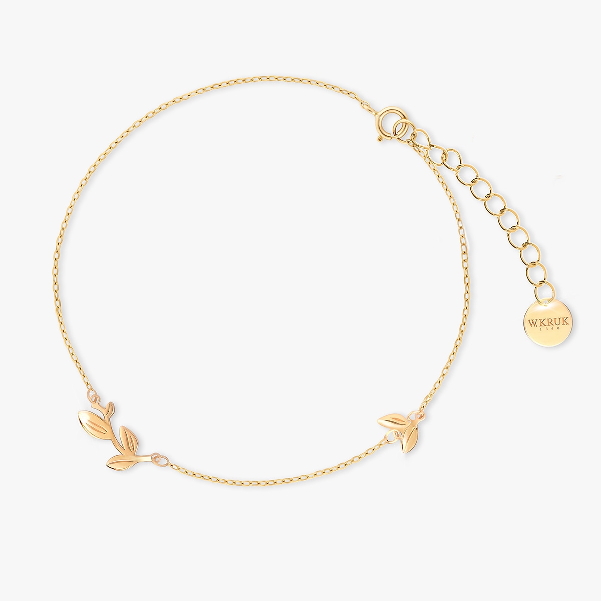 Bransoleta srebrna pozłacana z motywem roślinnym