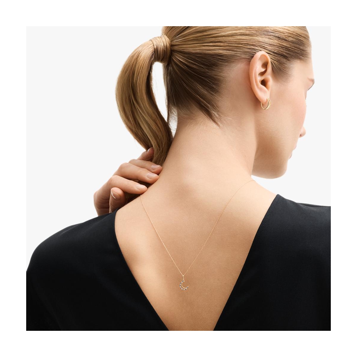 Wisiorek złoty księżyc z cyrkoniami