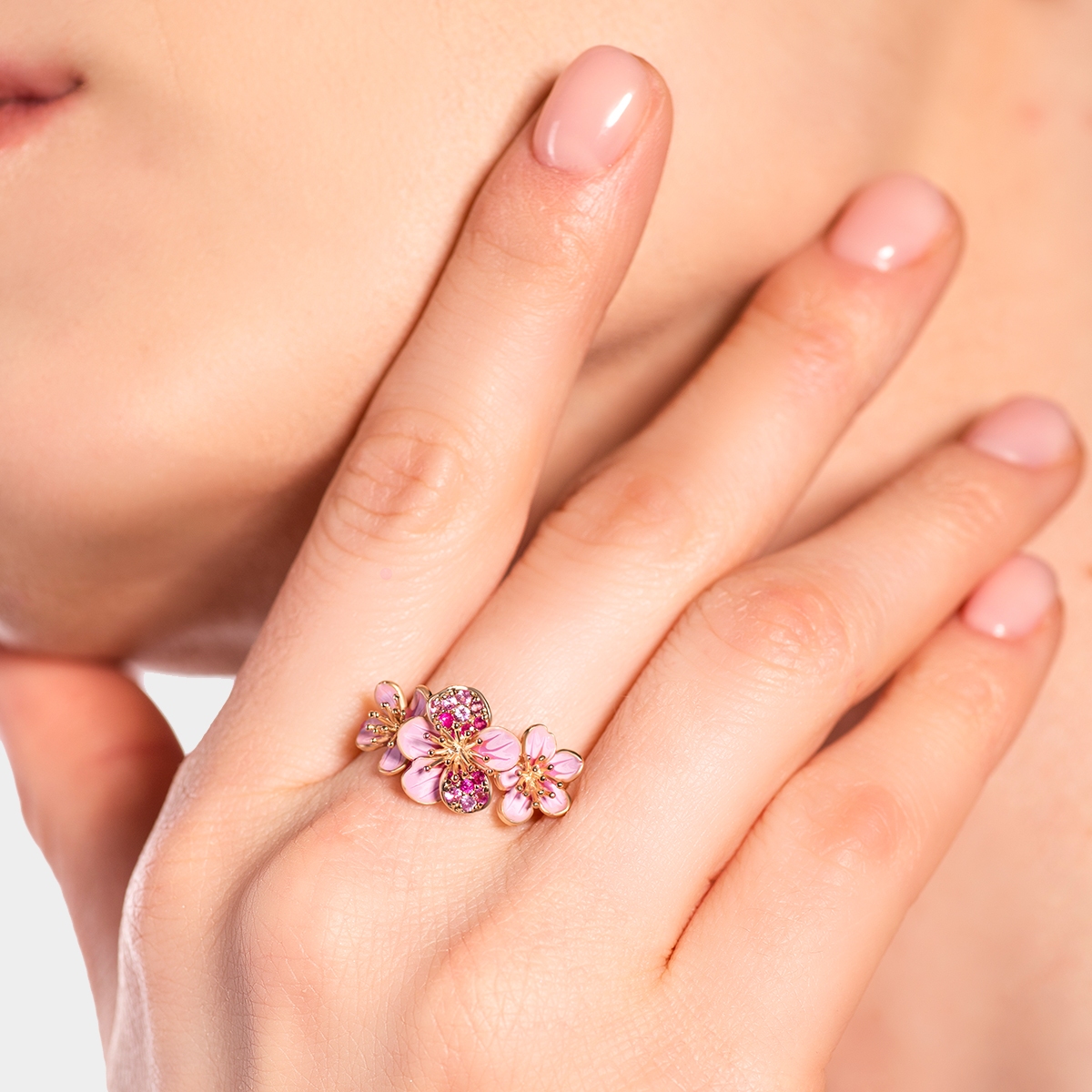 Pierścionek różowe złoto Kwiaty Nocy