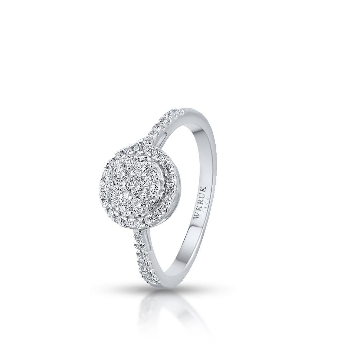 Pierścionek białe złoto z brylantami