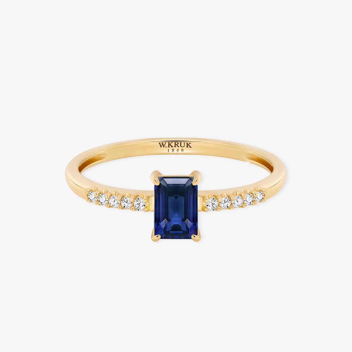 Pierścionek złoty z szafirem TRIO